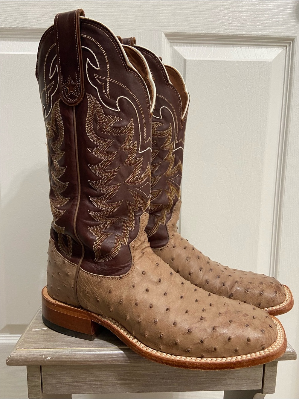 Tony Lama San Saba Full Quill Ostrich Mens Brown Leather Cowboy Boot Size 8